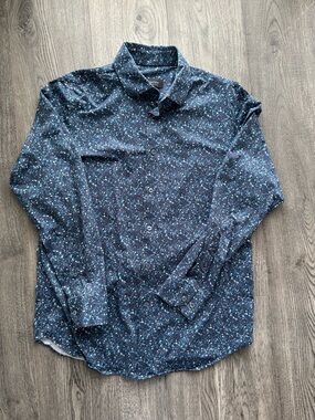 Bugatchi Navy Speckle Dress Shirt